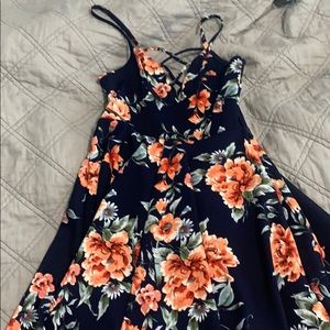 Floral Mini Dress w/ Lace Up Chest